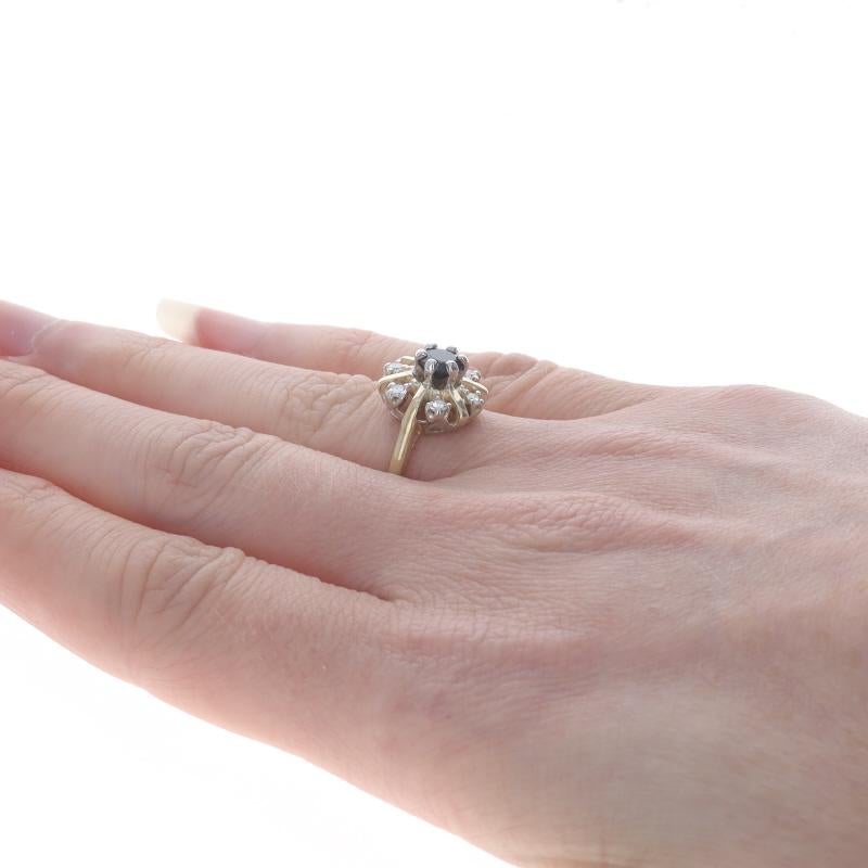 Women's Yellow Gold Sapphire Diamond Halo Ring - 14k Round .83ctw For Sale