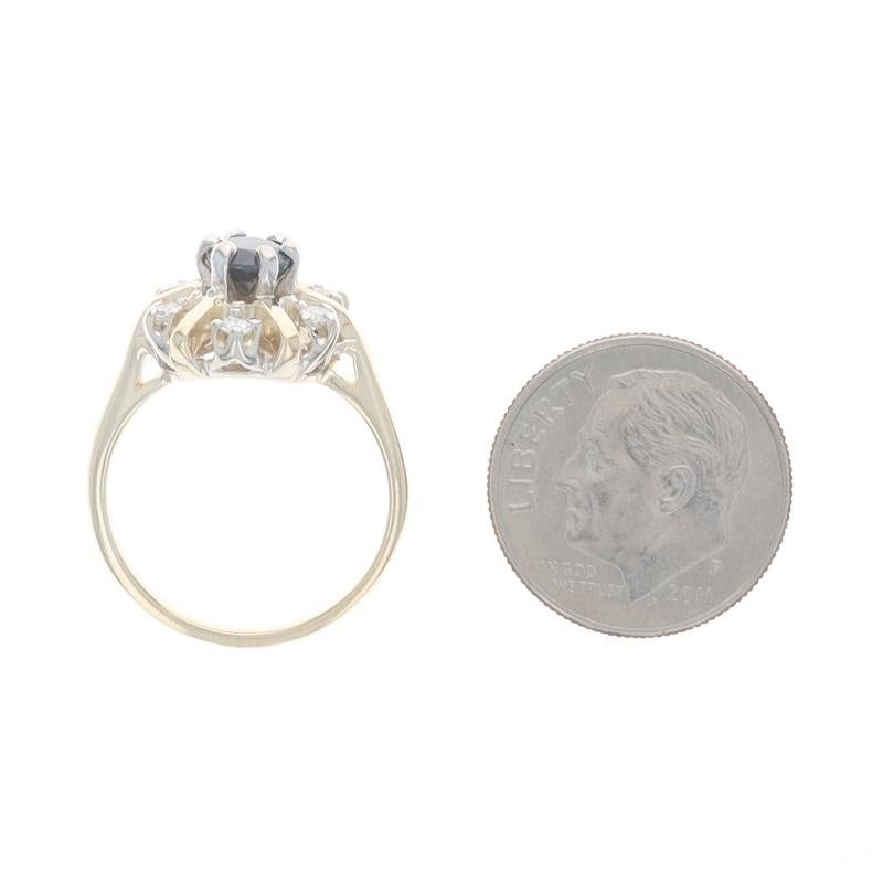 Yellow Gold Sapphire Diamond Halo Ring - 14k Round .83ctw For Sale 1
