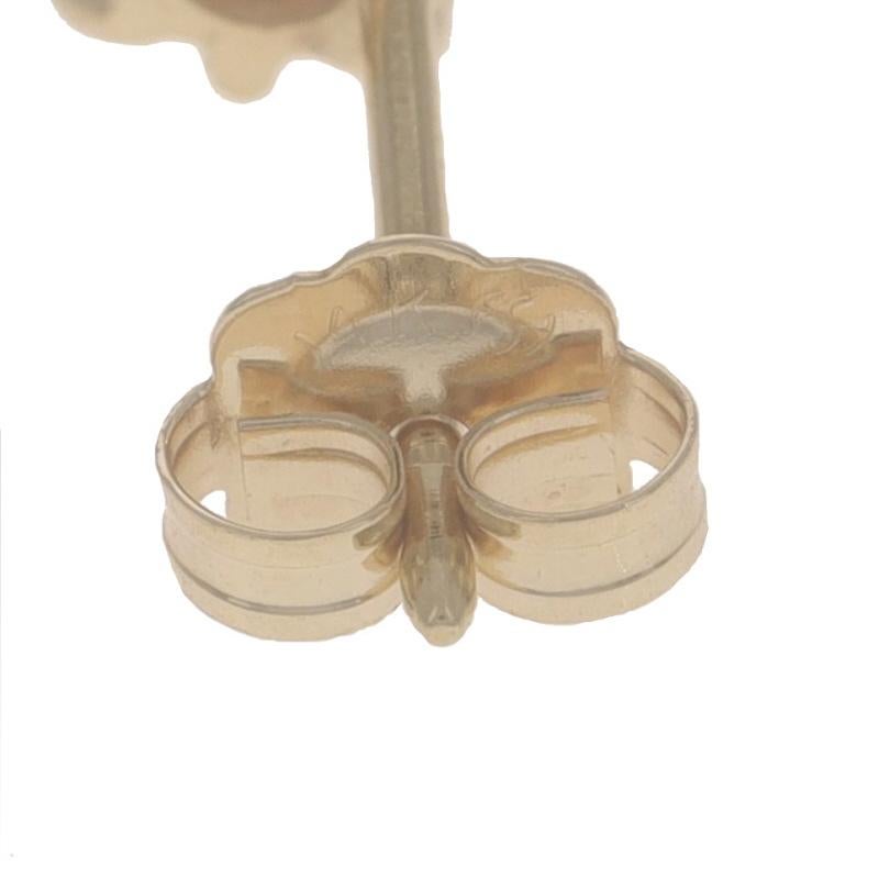Pendientes de Oro Amarillo Zafiro Diamante Halo -14k Redondo .36ctw Floral Pierced en Excelente Estado en Greensboro, NC