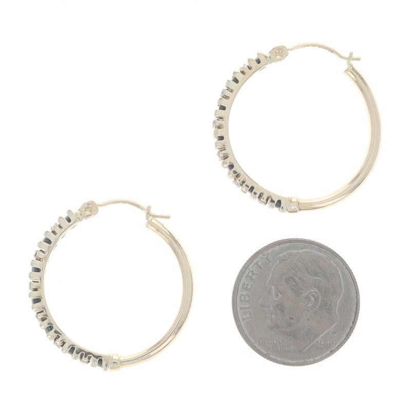 Yellow Gold Sapphire Diamond Hoop Earrings 10k Round 3.68ctw Pierced In Excellent Condition For Sale In Greensboro, NC