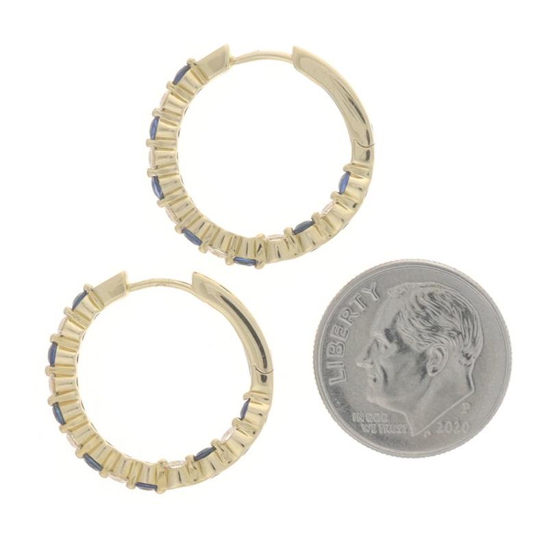 Boucles d'oreilles en or jaune saphir et diamant -14k Rnd 1.25ctw Pierce Neuf - En vente à Greensboro, NC