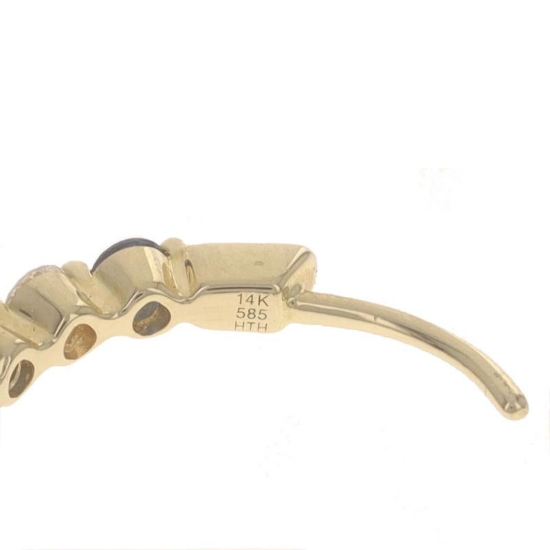 Boucles d'oreilles en or jaune saphir et diamant -14k Rnd 1.25ctw Pierce Unisexe en vente