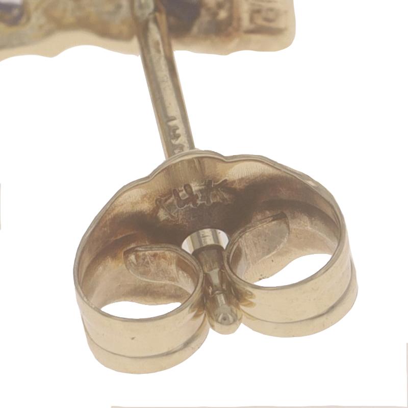 Pendientes de Oro Amarillo Zafiro Diamante Gancho en J - 14k Marquesa .78ctw Agujereados en Excelente Estado en Greensboro, NC
