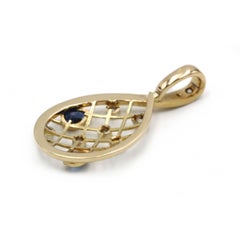 Yellow Gold Sapphire & Diamond Lattice Drop Pendant