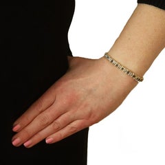 Yellow Gold Sapphire Diamond Link Bracelet 6 3/4" - 14k Marquise 4.80ctw