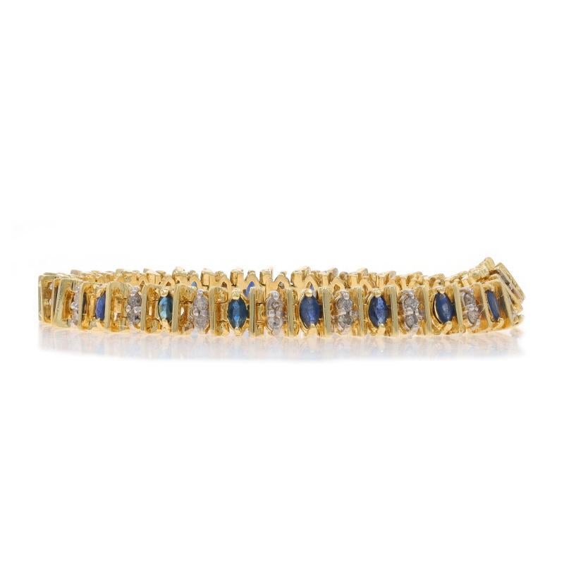 Taglio marquise Bracciale a maglie in oro giallo con zaffiro e diamante da 6 3/4