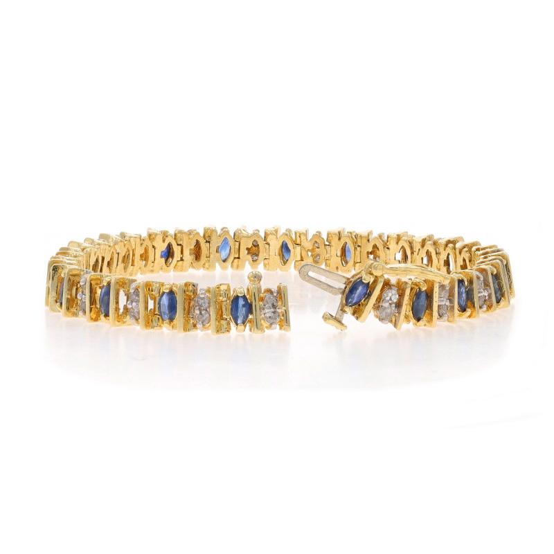 Bracciale a maglie in oro giallo con zaffiro e diamante da 6 3/4