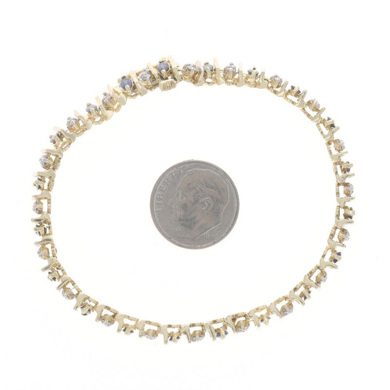 Donna Bracciale a maglie in oro giallo con zaffiro e diamante da 6 3/4