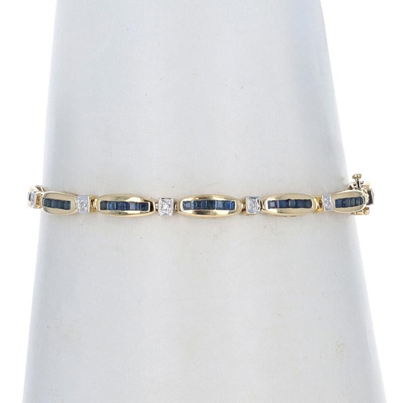 Bracelet à maillons en or jaune avec saphirs et diamants 6 3/4