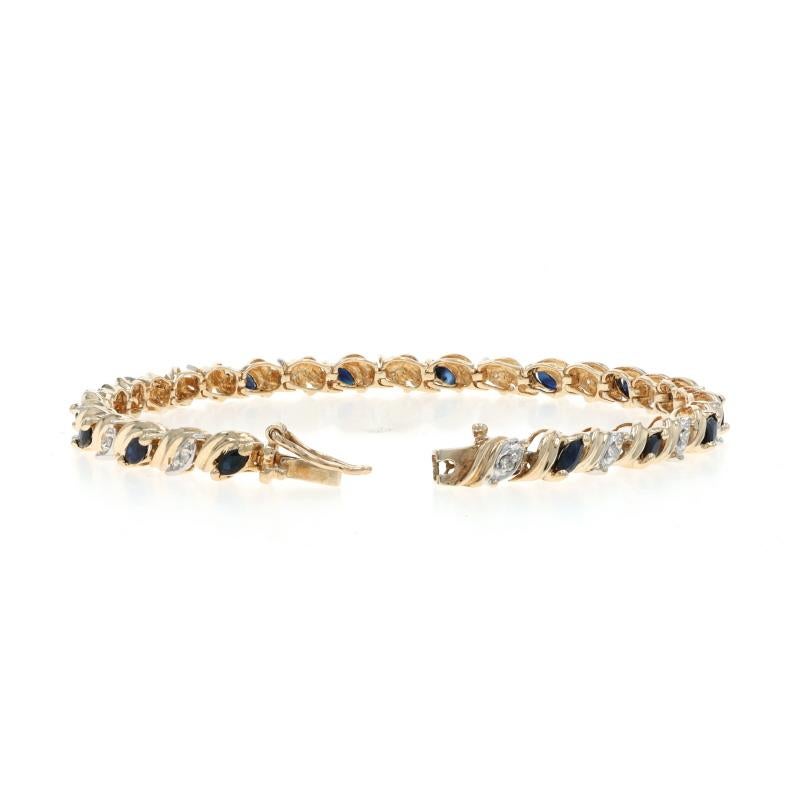 Bracelet en or jaune avec saphir et diamant - 10k Marquise 2.24ctw Pour femmes en vente