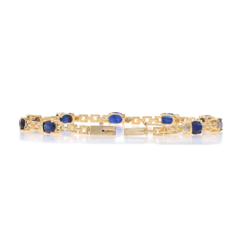 Bracciale A Link in oro giallo con zaffiro e diamante da 7 1/4