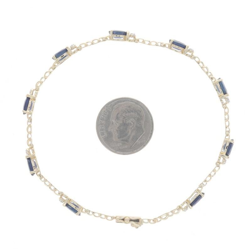 Donna Bracciale A Link in oro giallo con zaffiro e diamante da 7 1/4