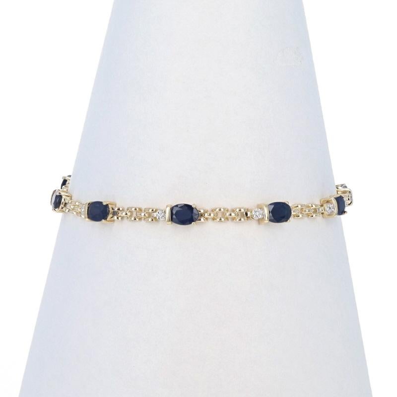 Bracelet en or jaune avec saphir et diamant 7 1/4" - 14k Oval 5.85ctw
