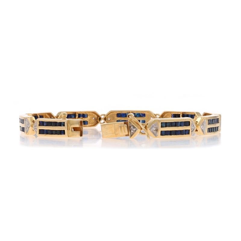 Bracciale A Link in oro giallo con zaffiro e diamanti 7 1/4