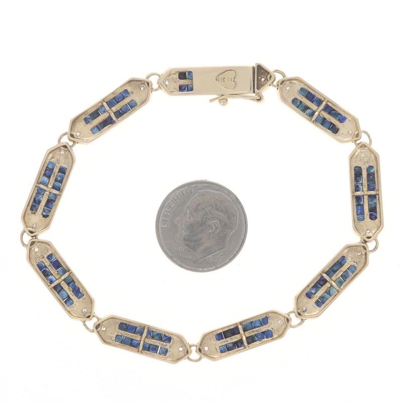 Donna Bracciale A Link in oro giallo con zaffiro e diamanti 7 1/4