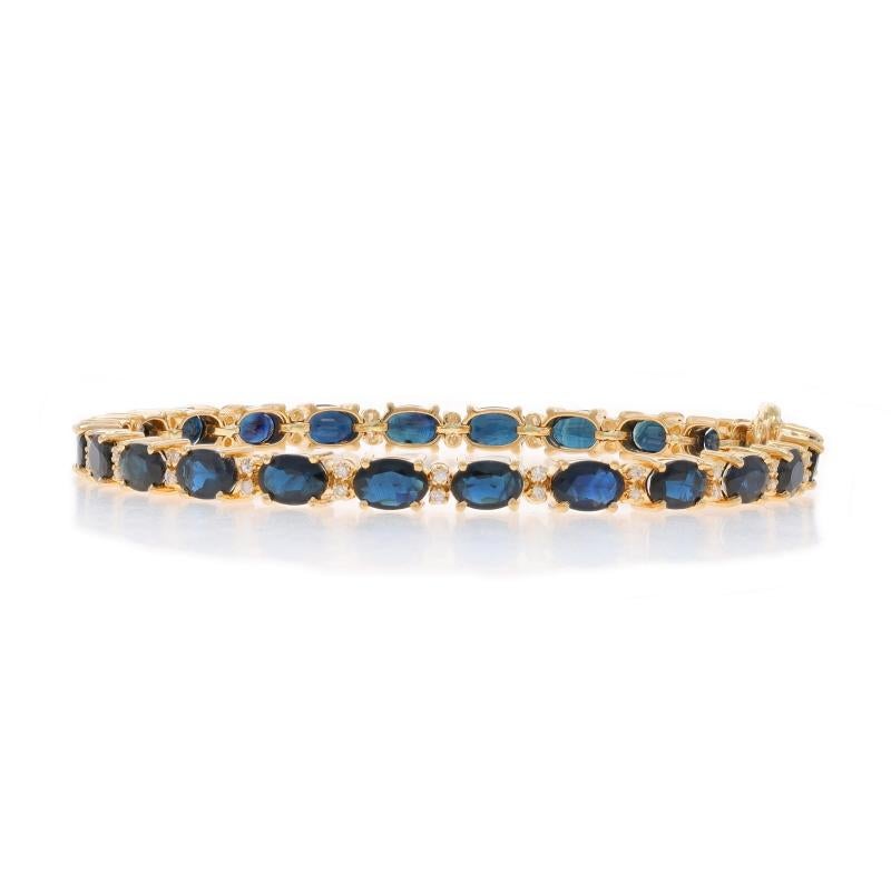 Bracelet en or jaune avec saphir et diamant - 14k Oval 15.98ctw Tennis Excellent état - En vente à Greensboro, NC