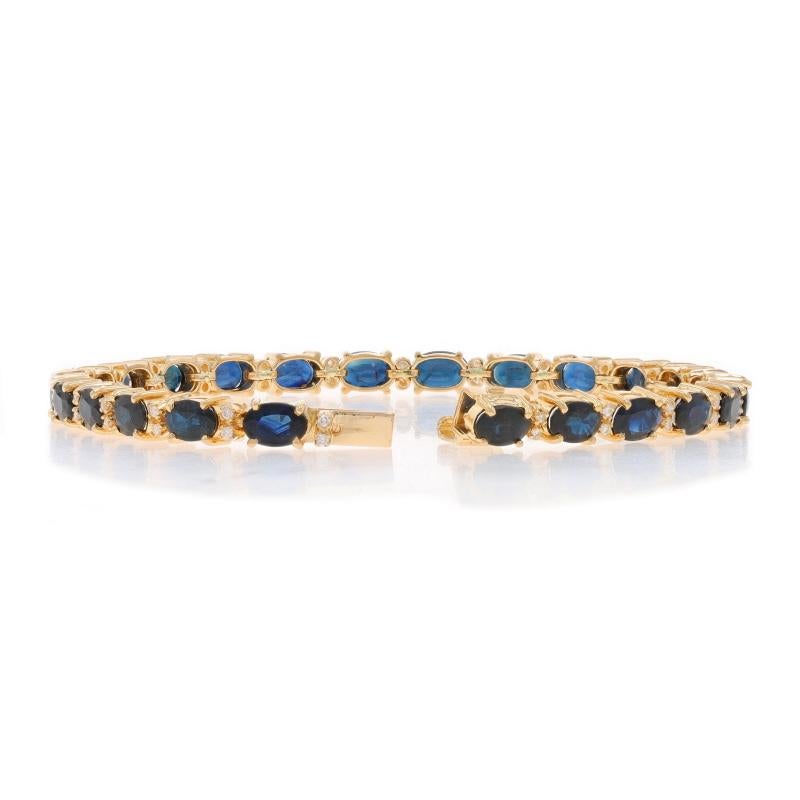 Bracelet en or jaune avec saphir et diamant - 14k Oval 15.98ctw Tennis Pour femmes en vente