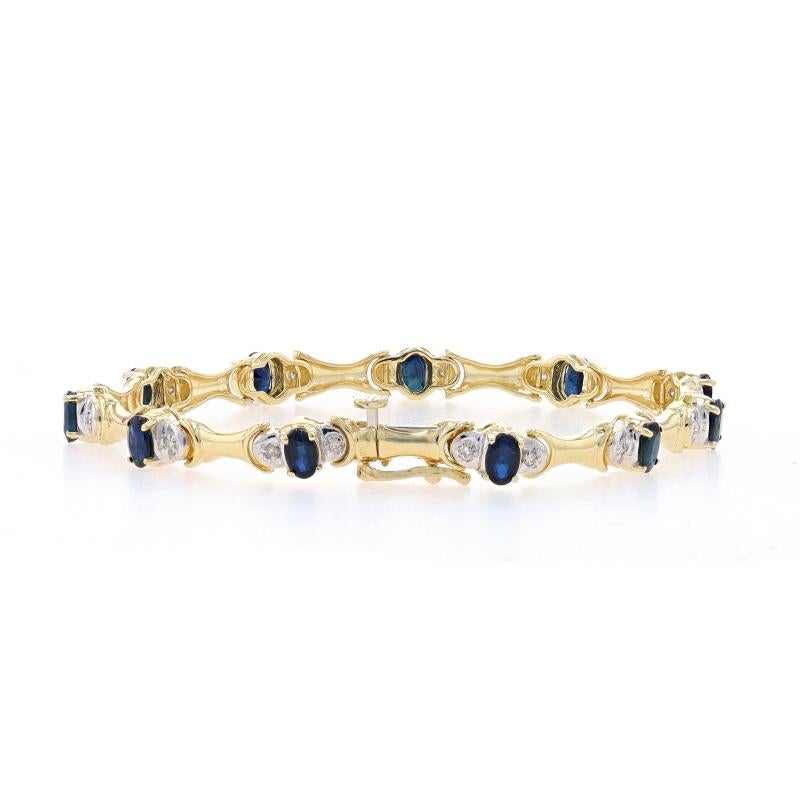 Yellow Gold Sapphire & Diamond Link Bracelet 7