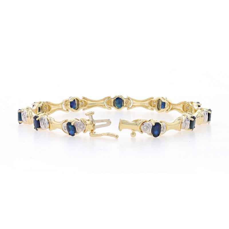 Women's Yellow Gold Sapphire & Diamond Link Bracelet 7