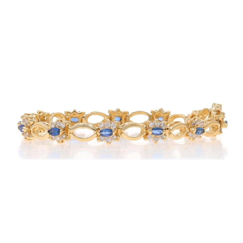 Yellow Gold Sapphire Diamond Link Bracelet 7 3/4