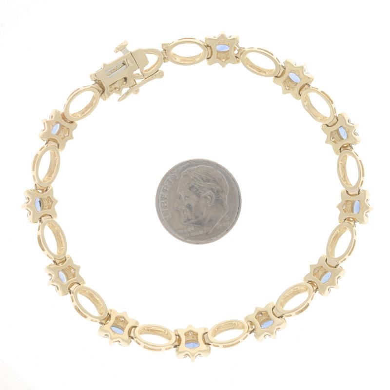 Yellow Gold Sapphire Diamond Link Bracelet 7 3/4
