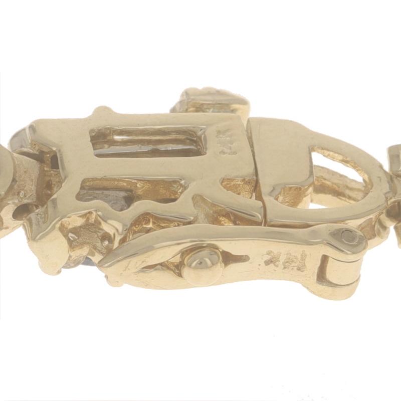 Yellow Gold Sapphire Diamond Link Bracelet 7 3/4