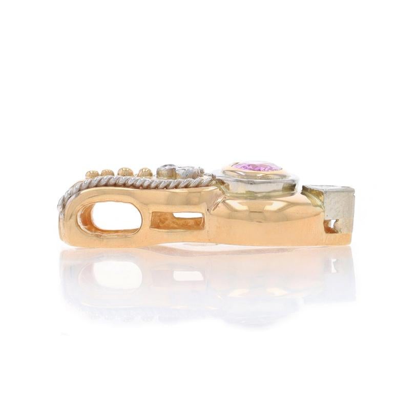 Taille ovale Pendentif en or jaune saphir diamant - 14k Oval .70ctw en vente