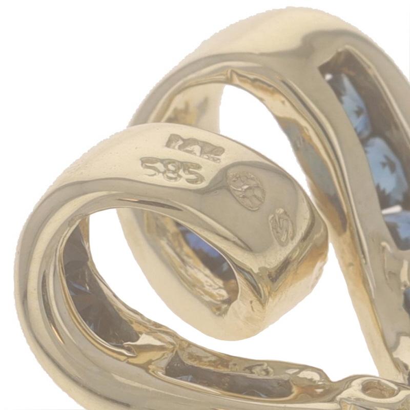 Gelbgold Saphir Diamant Band Herz-Anhänger - 14k Prinzessin .91ctw Love Damen