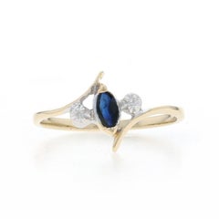 Yellow Gold Sapphire Diamond Ring - 10k Marquise .12ctw