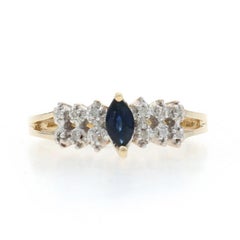 Yellow Gold Sapphire Diamond Ring - 10k Marquise .23ctw