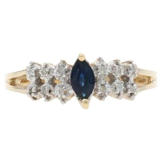Bague en or jaune saphir diamant - 10k Marquise .23ctw