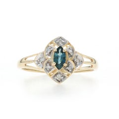 Yellow Gold Sapphire Diamond Ring - 10k Marquise .33ctw