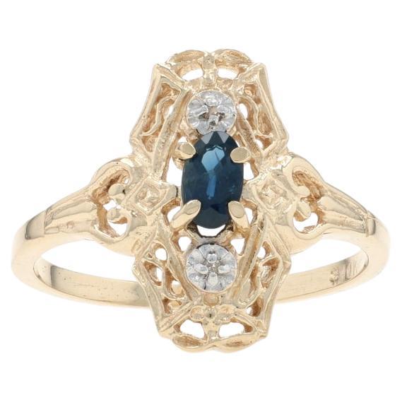 Bague en or jaune saphir diamant - 10k Oval .21ctw