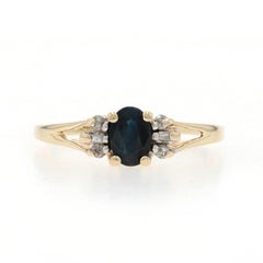 Yellow Gold Sapphire Diamond Ring - 10k Oval .53ctw