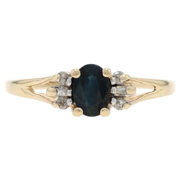 Yellow Gold Sapphire Diamond Ring - 10k Oval .53ctw