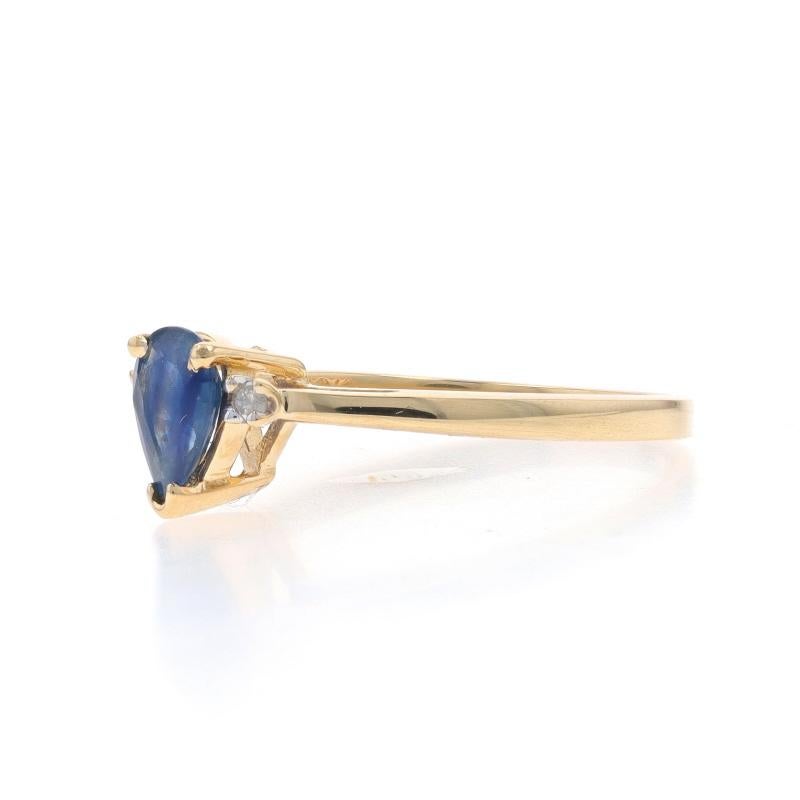 Pear Cut Yellow Gold Sapphire Diamond Ring - 10k Pear 0.76ctw Engagement For Sale