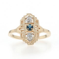 Yellow Gold Sapphire Diamond Ring - 10k Round .12ctw