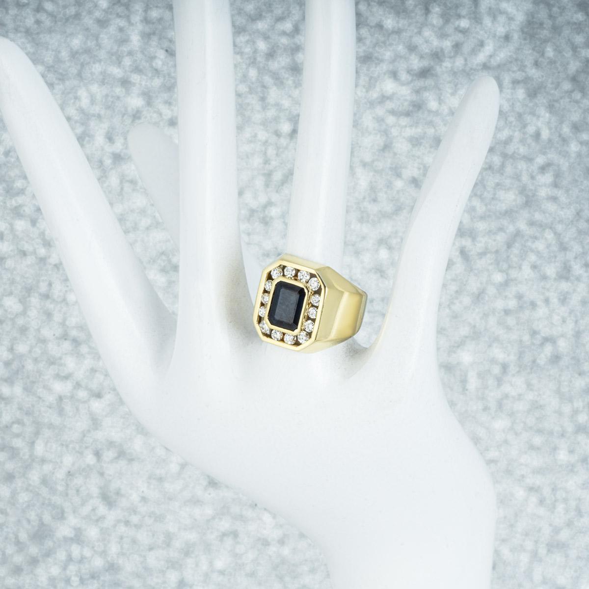 Gelbgold Saphir- und Diamant-Ring 1,25 Karat für Damen oder Herren