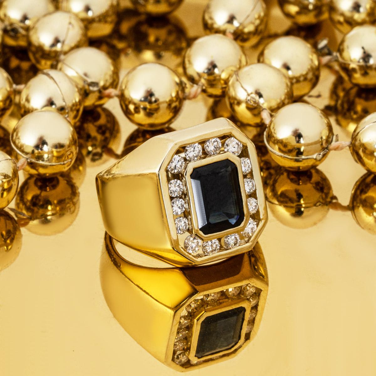 Gelbgold Saphir- und Diamant-Ring 1,25 Karat 1