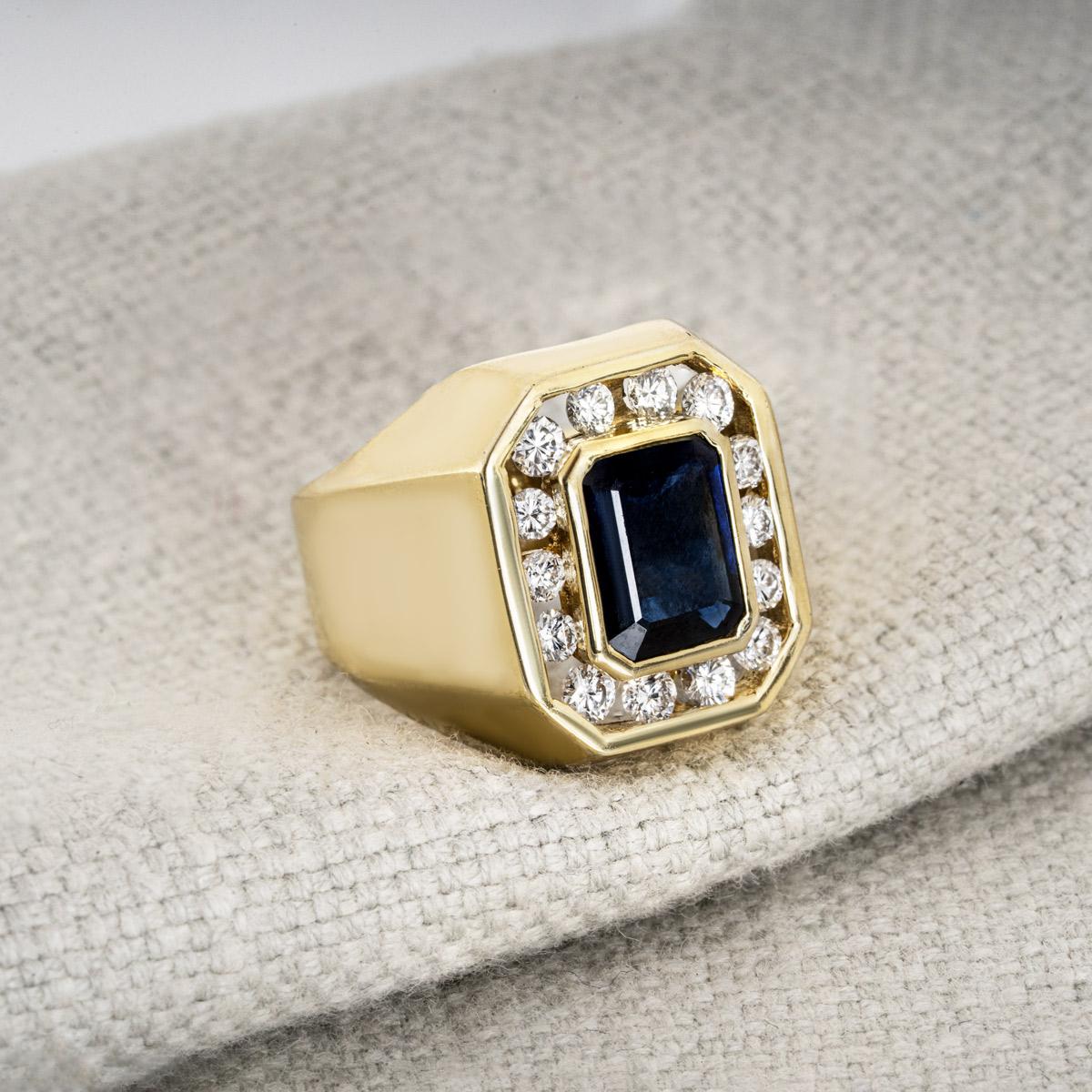 Gelbgold Saphir- und Diamant-Ring 1,25 Karat 2