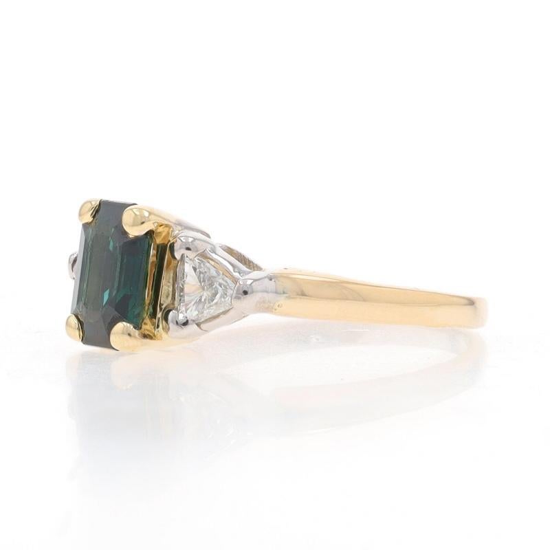 Yellow Gold Sapphire & Diamond Ring - 14k Emerald Cut 1.25ctw In Excellent Condition In Greensboro, NC