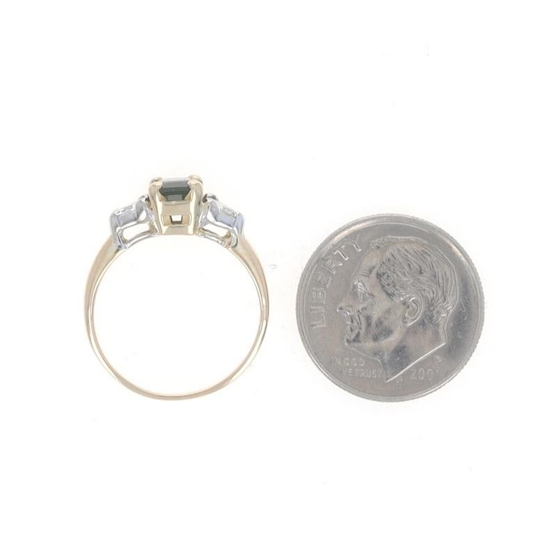 Yellow Gold Sapphire & Diamond Ring - 14k Emerald Cut 1.25ctw 1
