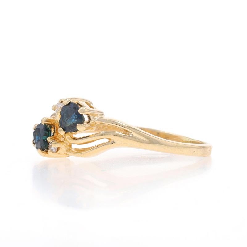 Gelbgold Saphir-Diamant-Ring - 14k Herz .53ctw Zweistein-Ring im Zustand „Hervorragend“ im Angebot in Greensboro, NC