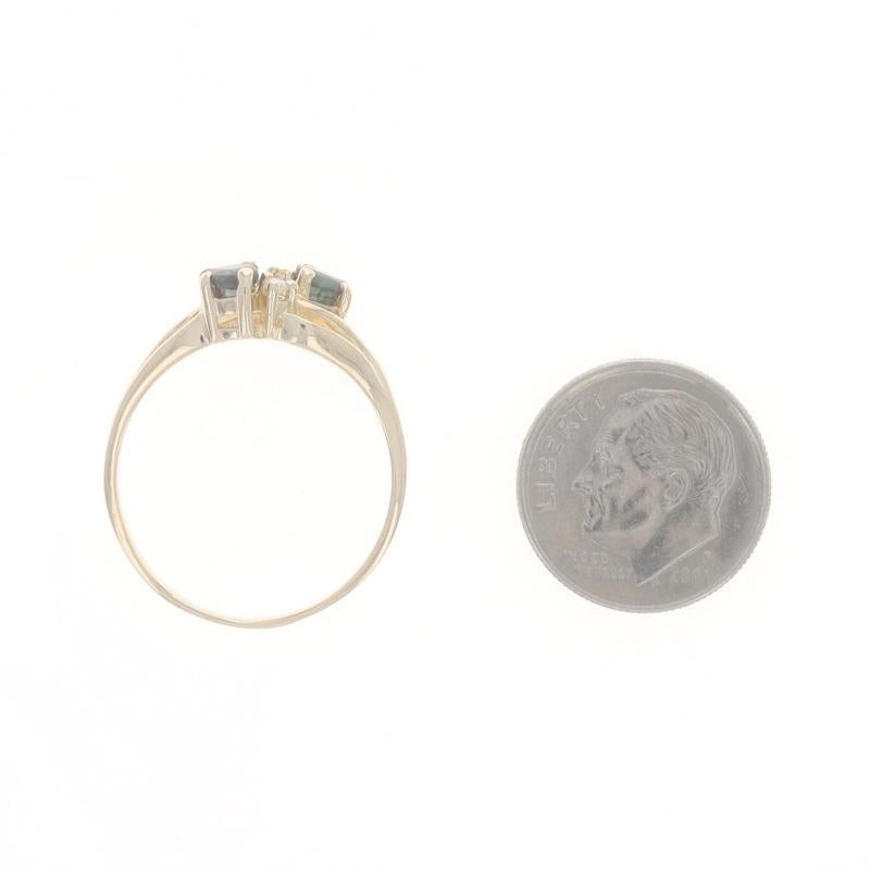 Gelbgold Saphir-Diamant-Ring - 14k Herz .53ctw Zweistein-Ring im Angebot 1