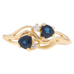 Yellow Gold Sapphire Diamond Ring - 14k Heart .53ctw Two-Stone