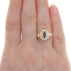 Yellow Gold Sapphire Diamond Ring - 14k Marquise 0.6ctw