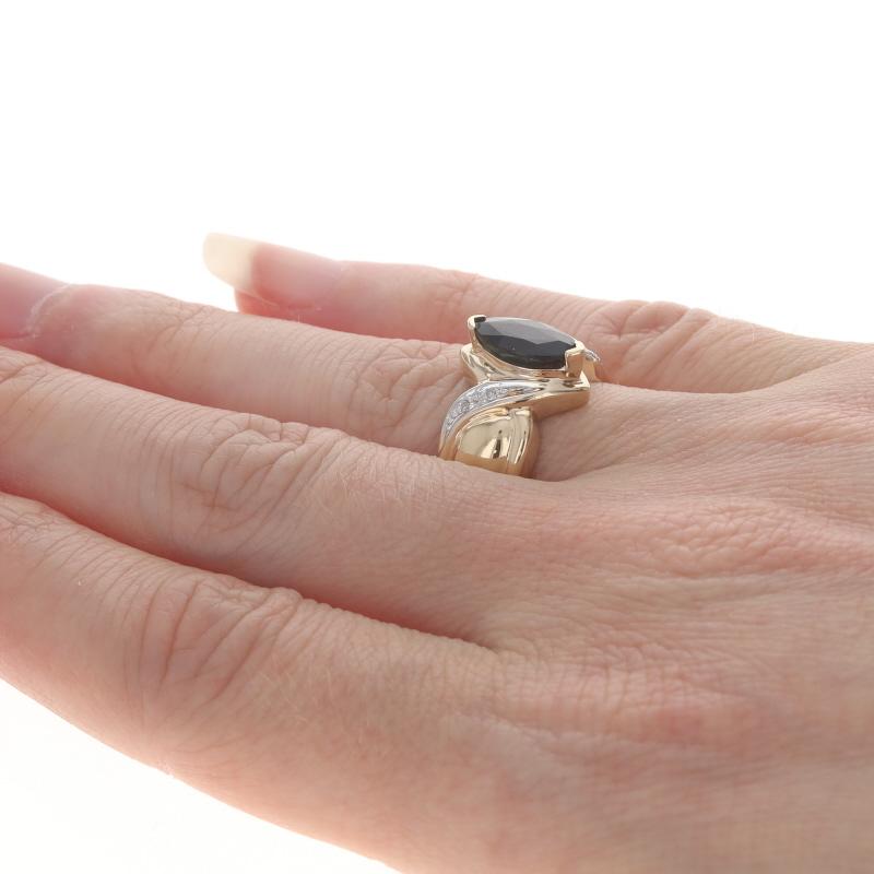 Bague en or jaune saphir diamant - 14k Marquise 1.17ctw Pour femmes en vente