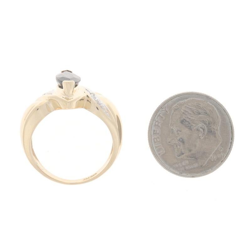 Bague en or jaune saphir diamant - 14k Marquise 1.17ctw en vente 1