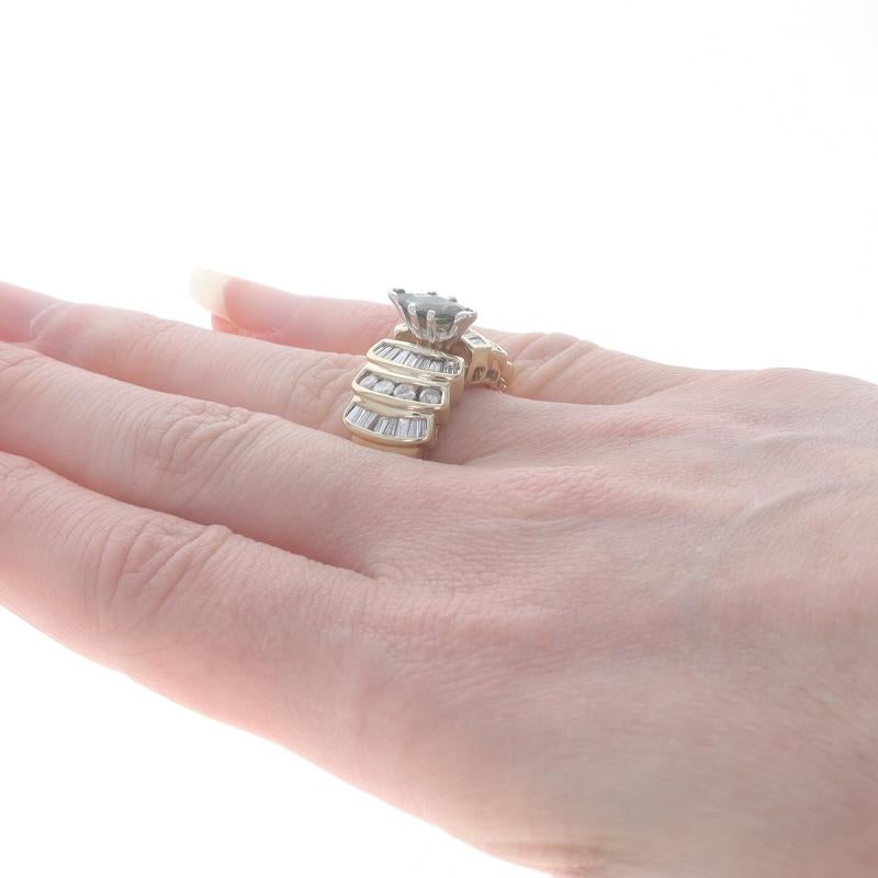 Bague en or jaune saphir et diamant - 14k Marquise 1.35ctw Taille 6 Pour femmes en vente
