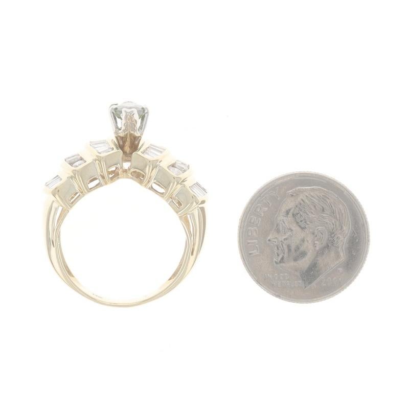 Bague en or jaune saphir et diamant - 14k Marquise 1.35ctw Taille 6 en vente 1